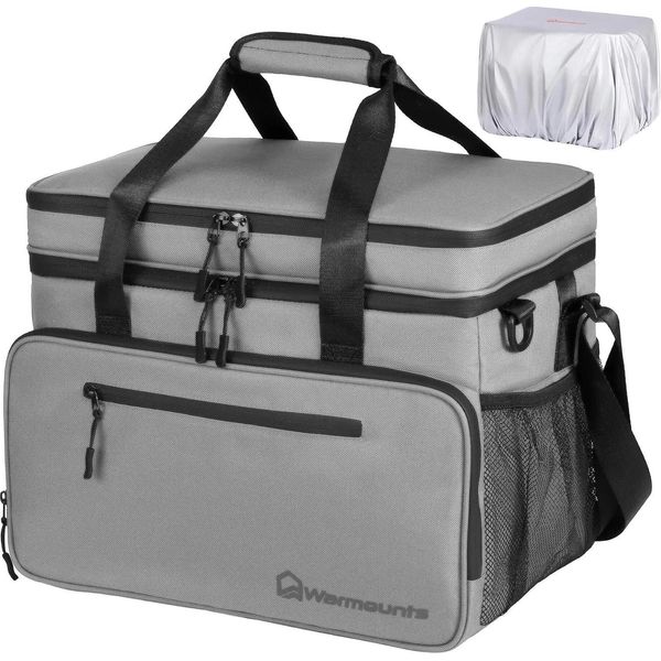 Borsa Termica - Borsa Termica Morbida Isolata - 48 Lattine - A Prova Di Perdite - 2 Scomparti - Coperchio Isolato - Per Campeggio/Escursioni/Picnic - Nero-image