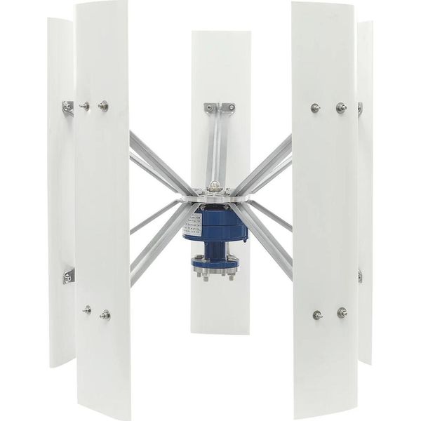 Generatore Eolico Da 500W, Turbina Eolica Ad Asse Verticale, 5 Pale, Bassa Rumorosità, 12V, Bianco-image