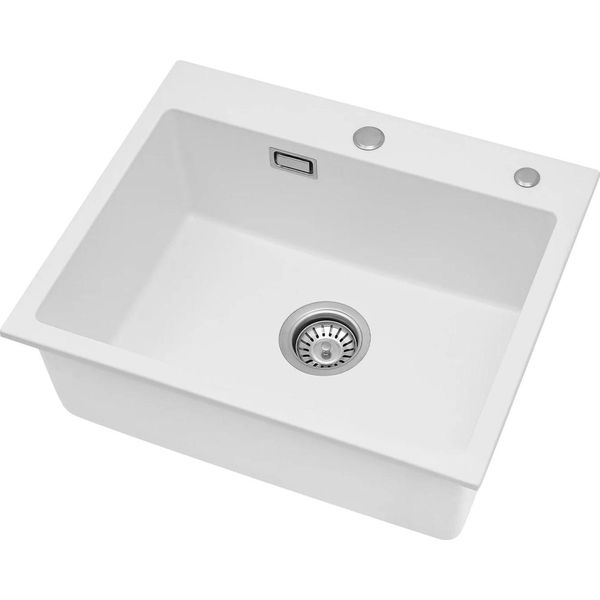 Lavello - Monovasca - Profondità 23 Cm - Acciaio Inox - 1 Foro - Senza Rubinetto - Resistente Ai Graffi E Facile Da Pulire - Bianco-image