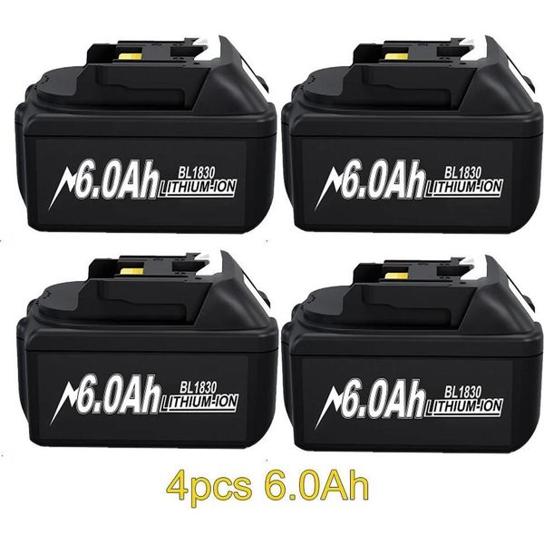Batteria Di Ricambio Per Makita, 18V 6Ah 18650 Li-Ion, Compatibile Con BL1830/BL1840/BL1850, Ricaricabile, Blu Cielo-image