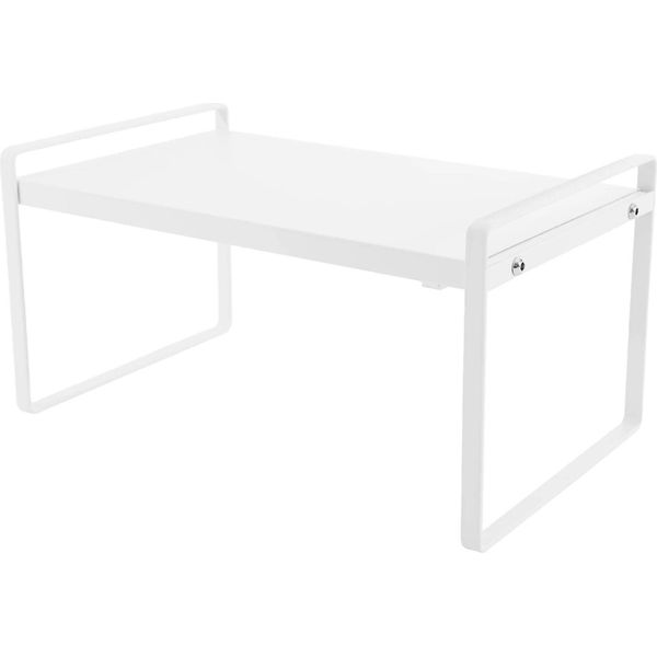 Ripiano Estensibile Per Armadio - Ripiano Per Armadio - Regolabile 34-63 Cm - Dimensioni 22×18 Cm - Portata 10 Kg - Ferro 0,8 Mm - Montaggio Facile - Bianco-image