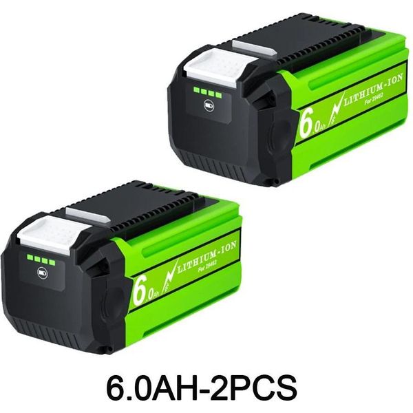 Compatibile Con Greenworks, Batteria Di Ricambio G-MAX 40V 6Ah, Ioni Di Litio Grigio, Modello 29462, Per Rasaerba E Utensili Elettrici, Confezione Da 2 Pz-image