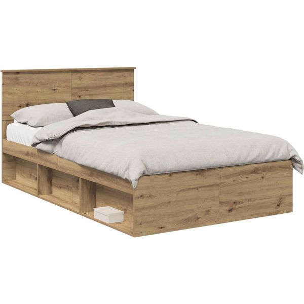 Vidaxl Artisan Struttura Letto In Rovere 120 X 200 Cm Materiale A Base Di Legno-image