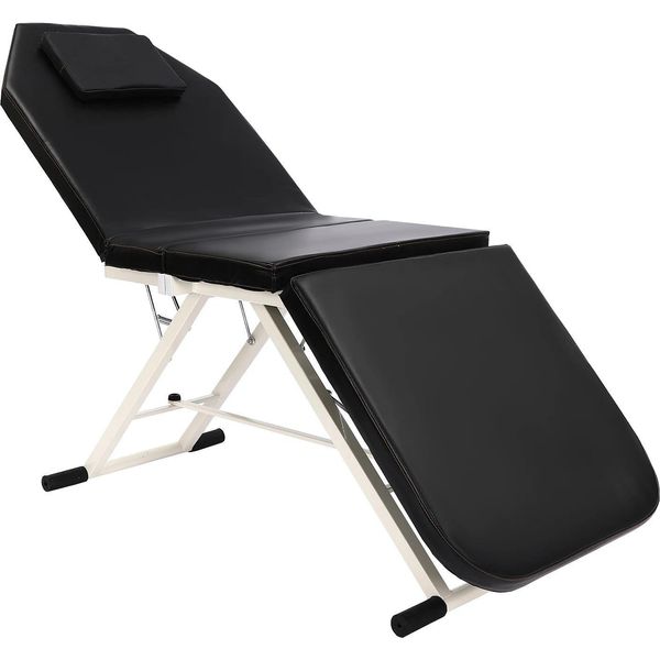 Salone Di Bellezza, Lettino Da Massaggio/Tappeto/Sedia Da Spa, Pieghevole, Portatile, Leggero, Regolabile, Nero-image