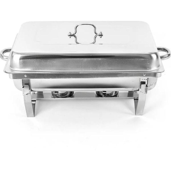 Chafing Dish, Scaldavivande Per Buffet, 7,5 Litri, Acciaio Inox, Set Professionale, Argento-image