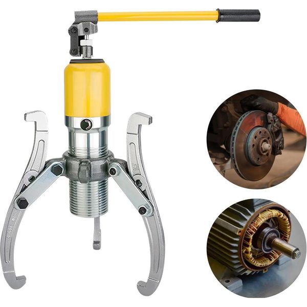 Set Di Estrattori Idraulici Per Mozzi/Cuscinetti - Estrattore Integrato - 20 T - 3 Bracci - Corsa 70 Mm - Lunghezza Braccio 375 Mm - Lunghezza Totale 430 Mm - Ghisa-image