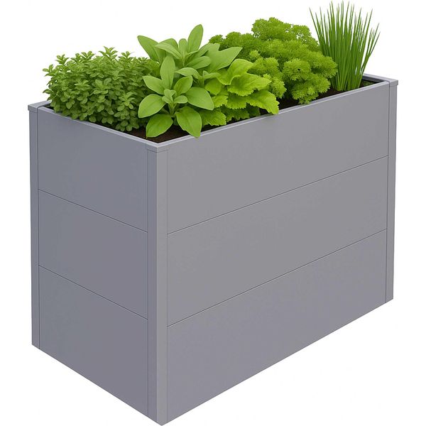 Letto Rialzato HWC-P64, Letto Rialzato In Metallo Per Ortaggi/Piantine Fioriera Da Giardino In Acciaio 77X100X50Cm ~ Grigio-image