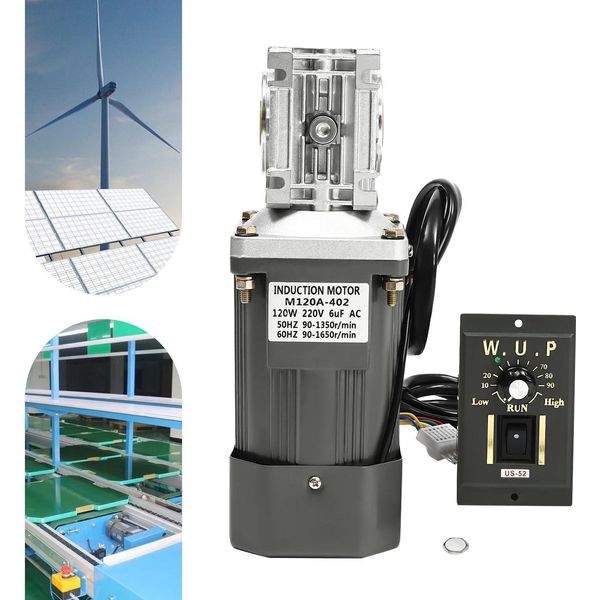Motoriduttore A Vite Senza Fine, Ac 220 V, 120 W, Con Regolatore Di Velocità, Industriale, Coppia Elevata-image