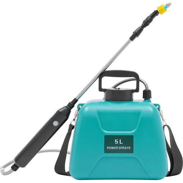 Irroratore Elettrico, 5 L (1,35 Galloni) A Batteria, 2 Ugelli, Lancia Telescopica, Tracolla Regolabile, Giardino/Prato, Verde-image