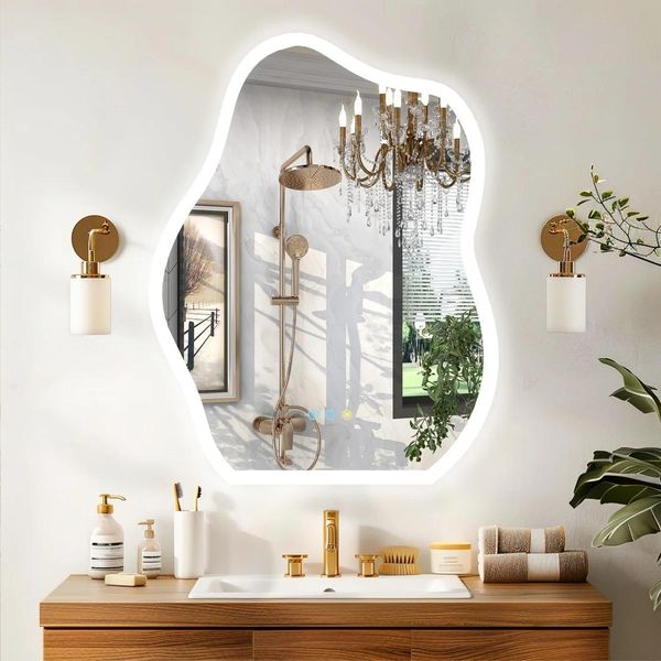 Specchio Da Bagno - Specchio Da Parete A Led - Forma Irregolare - Senza Cornice - Senza Nebbia - 60X80 Cm-image