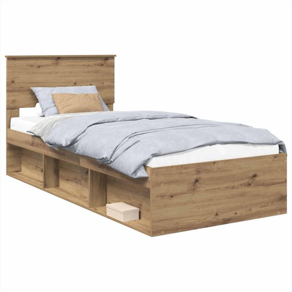 Vidaxl Artisan Struttura Letto In Rovere 90 X 190 Cm Materiale A Base Di Legno-image