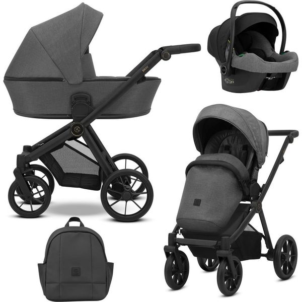 Passeggino Kunert Brav 3In1 In Antracite Con Ruote In Gel E Seggiolino Auto Cosmo-image