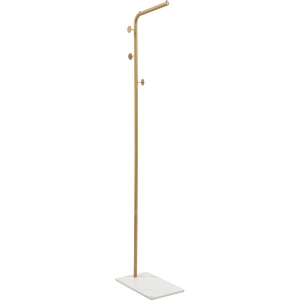 Appendiabiti A L - Appendiabiti A Piantana - Portata 35 Kg - Base Robusta - Altezza 170 Cm - Ferro E Ardesia - Oro-image