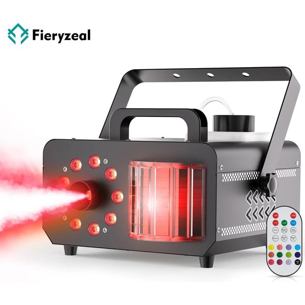Macchina Della Nebbia E Luce D'effetto Dmx - 1200W Rgb 9×1W Led - Effetto Palla Magica - 14 Colori Statici - Telecomando - Spina Ue - 90-240V-image