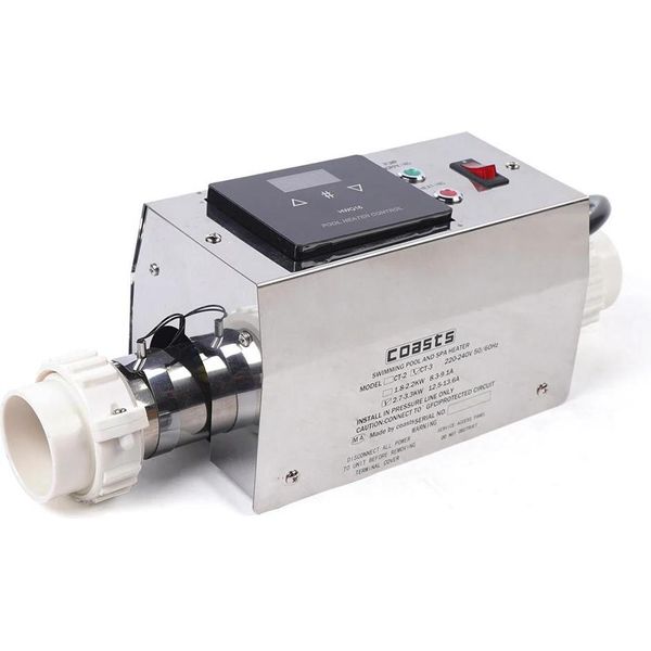 Riscaldatore Elettrico Per Piscine, 3 Kw, Acciaio Inox, Termostato, Per Piscine, Argento-image