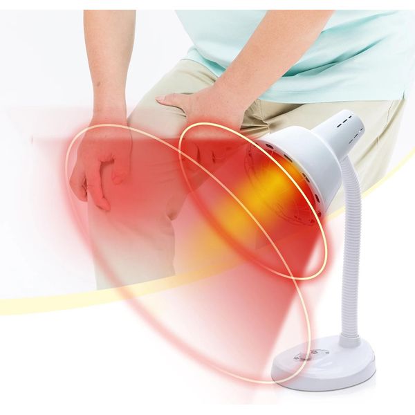 Lampada Riscaldante A Infrarossi - Lampada Per Terapia A Luce Rossa - Potenza 275 W - Manopola Rotante - Angolo E Altezza Regolabili - Distanza Superiore A 30 Cm - Luce Rossa-image