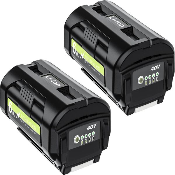 Batteria Di Ricambio Per Ryobi 40V, Agli Ioni Di Litio 6000 Mah, Compatibile Con Le Serie OP4050/OP4060, Per Tosaerba, Colore Grigio-image