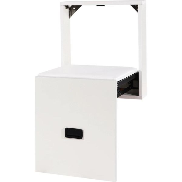 Sgabello Pieghevole A Parete Per Scarpe, Bianco, Salvaspazio, Seduta Stabile, Portata 150 Kg/330 Lb-image