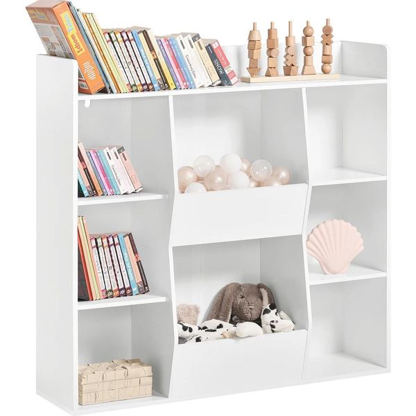KMB55-W Libreria Per Bambini, Scaffale Con 8 Scomparti Aperti, Grigio Chiaro-image