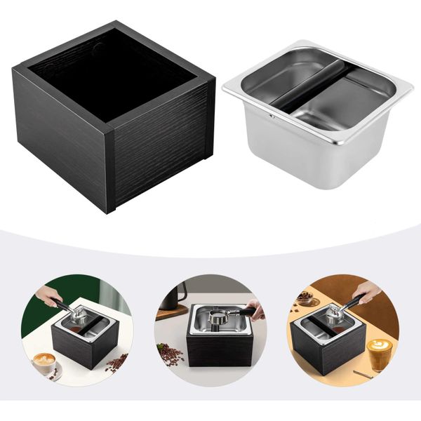 Contenitore Per Caffè/Barattolo Per Caffè - Per Macchina Da Caffè - Acciaio Inossidabile - 18,5 X 17,5 X 12,5 Cm - Nero-image