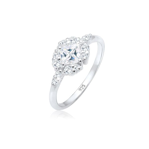 Verlobungsring Elli Premium "Verlobungsring Zirkonia Weiß 925 Sterling Silber" Gr. 56, Silber, Fingerringe, Damen, 56Mm, Silber 925 (Sterlingsilber), 1Mm, Verlobungsring-image