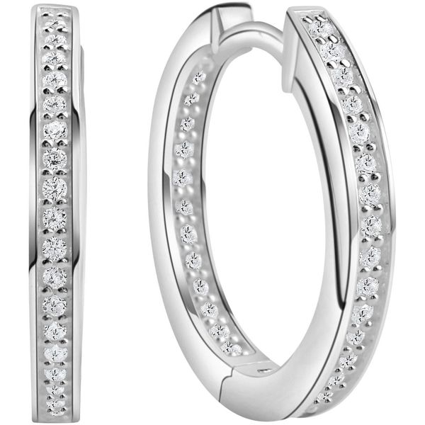 Paar Creolen Firetti "Schmuck Geschenk Silber 925 Ohrschmuck Ohrringe", Silber (Silberfarben, Kristallweiß, Kristallweiß), Ohrringe, Damen, 17,5Mm, Silber 925 (Sterlingsilber), Mit Zirkonia (Synth.)-image