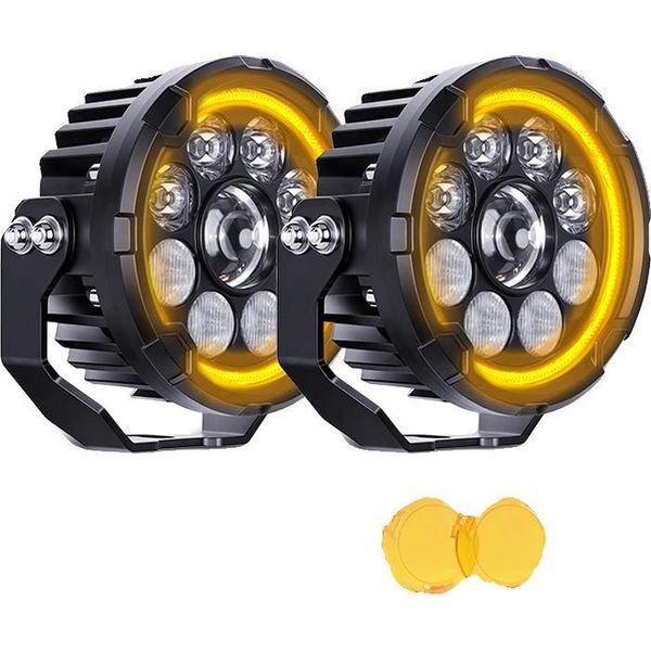Fendinebbia Per Moto, Luci Ausiliarie A Led, Fascio Luminoso 6000K 3500K, Drl Alto Basso Giallo-image