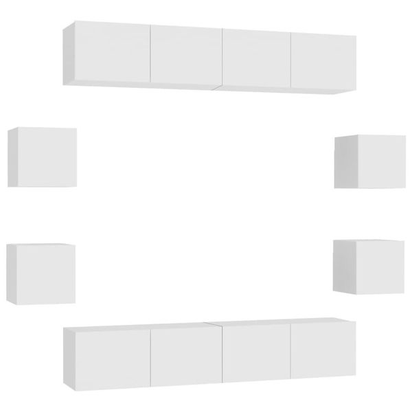 Syfax™ Set Mobili Porta Tv 8 Pz Bianco In Legno Multistrato-image