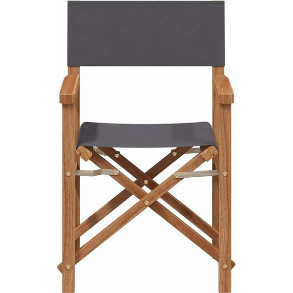 Vidaxl Sedia Da Regista Pieghevole Grigia 56 X 54 X 87 Cm In Legno Massiccio Di Teak-image
