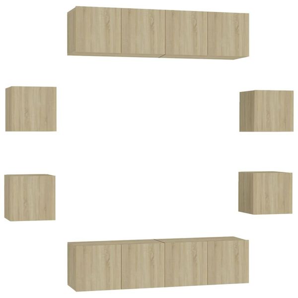 Syfax™ Set Di Mobili Porta Tv 8 Pz Rovere Sonoma In Legno Multistrato-image