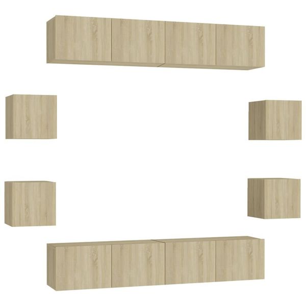 Syfax™ Set Di Mobili Porta Tv 8 Pz Rovere Sonoma In Legno Multistrato-image