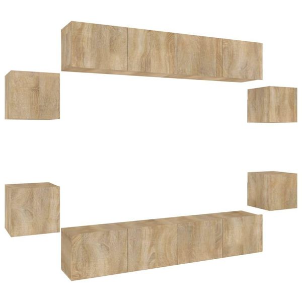 Syfax™ Set Mobili Porta Tv 8Pz Rovere Sonoma In Legno Multistrato-image