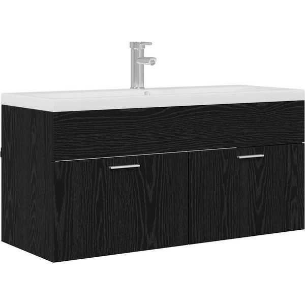 Syfax™ Mobile Da Bagno Con Porta Rovere Nero 100 X 38,5 X 46 Cm-image