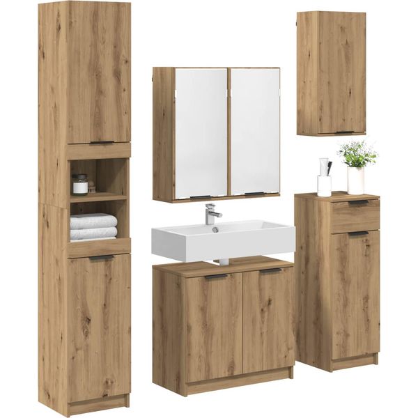 Syfax™ Set Di Mobili Per Il Bagno Con Porta 5 Pcs Rovere Artigianale-image