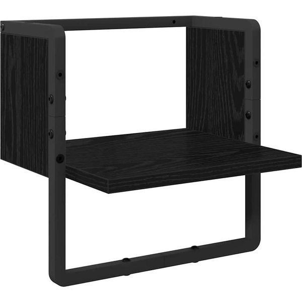 Syfax™ Scaffale Da Parete Con Lo Scaffale Rovere Nero 30 X 25 X 30 Cm-image