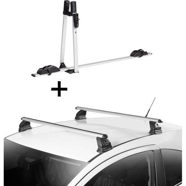 1X Vdp Portabiciclette Alu Premium + Portapacchi Vdp Evo Alu Compatibile Con Bmw Serie 3 Coupè (E90) 3 Porte 2006-2014-image