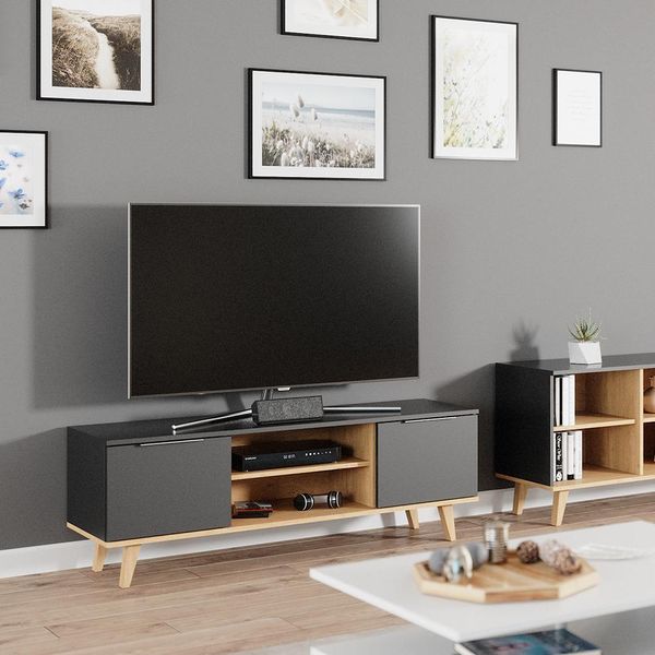 Vicco Mobile Tv Nautica, 138 X 49 Cm, Antracite/Faggio-image