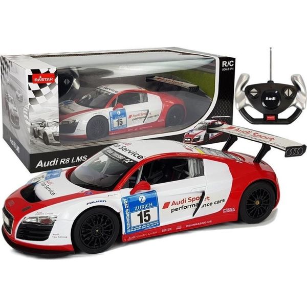Auto R/C Audi R8 Lms Rastar 1:14 Bianco-Rosso-image