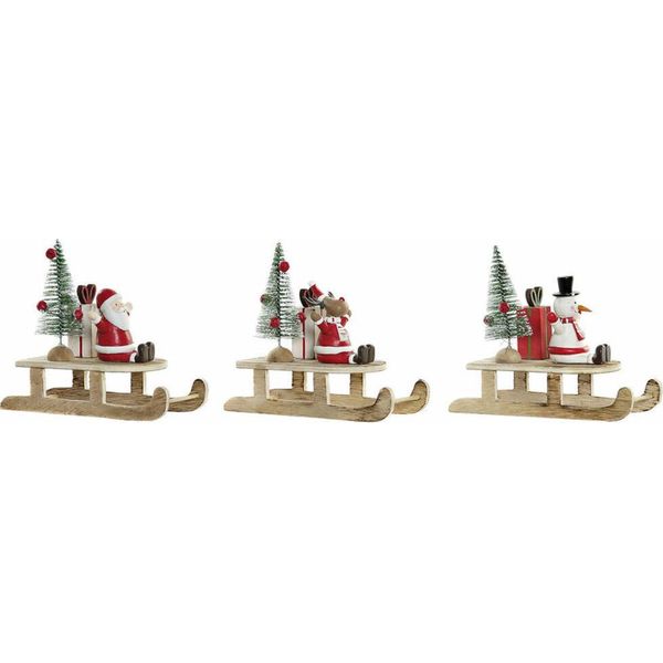 Decorazione Natalizia Dkd Home Decor Babbo Natale In Legno (14 X 6 X 13 Cm) (3 Pz)-image