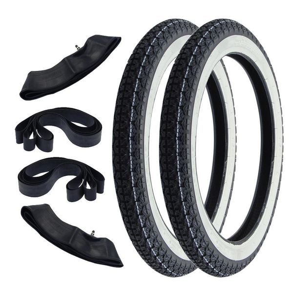 2X Pneumatico Kenda K265 2.75-17 (2 3/4 X 17) 41P Tt + Camera D'aria + Rim Tape-image