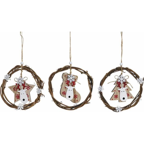 Decorazione Natalizia Dkd Home Decor In Legno (3 Pezzi) (14 X 1 X 18 Cm)-image