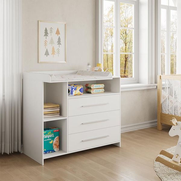 Vicco Fasciatoio Paula, 110 X 93.5 Cm Con Fasciatoio, Bianco/Bianco-image