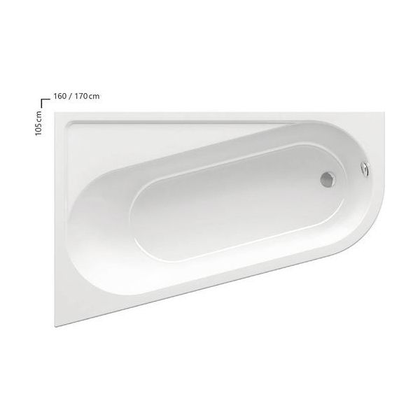 Vasca Da Bagno Angolare Ravak Chrome 170X105 L Bianco Neve CA31000000-image