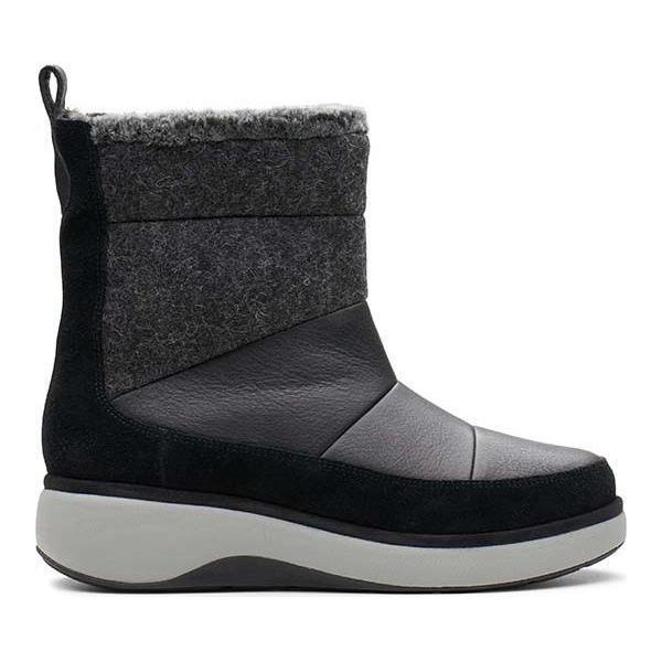 Clarks Stivali Isolati Da Donna Clarks Un Vista WALK2 In Pelle Nera 41-image