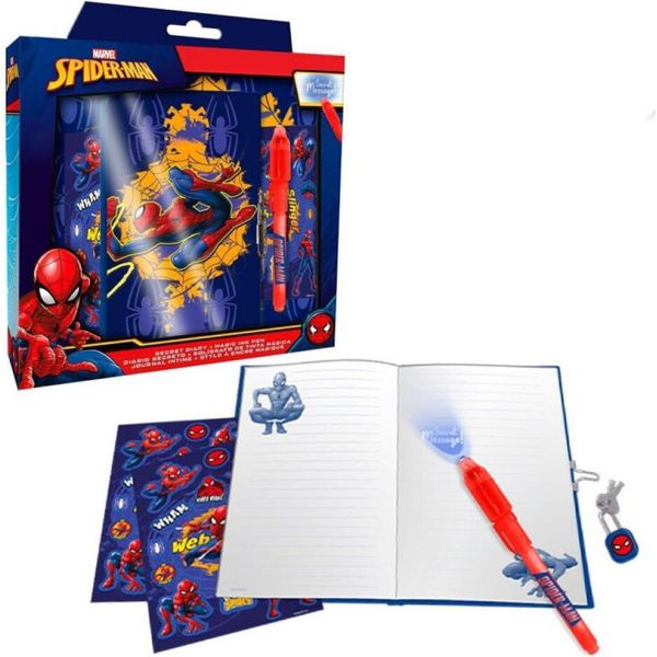 Set Da Scrittura SPIDER-MAN, Multicolore, Spider-Man, Set Di Agende Con Lucchetto E Penna Magica-image