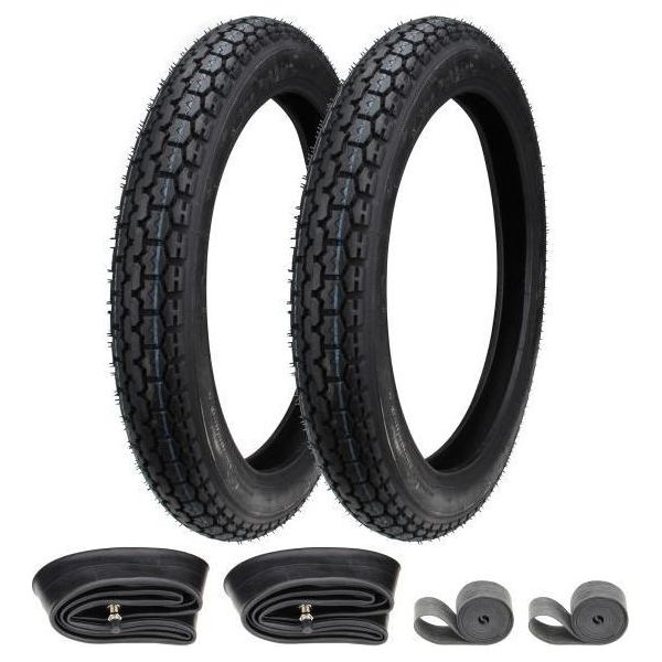 2X Pneumatici Veerubber VRM015 2.75-16 (2 3/4 X 16) 43P Tt + Camera D'aria + Rim Tape-image