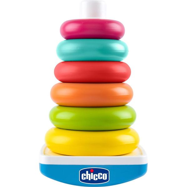 Torre Degli Anelli Chicco, Gioco Con Base Oscillante E 6 Anelli Colorati Impilabili, Gioco Per Bambini, 9-36 Mesi-image
