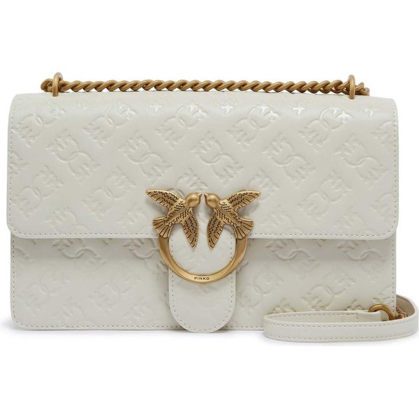 Pinko Borsa A Tracolla Love One Classic Dc Shoulderbag Bianco Seta - Antique Gold Avorio-image
