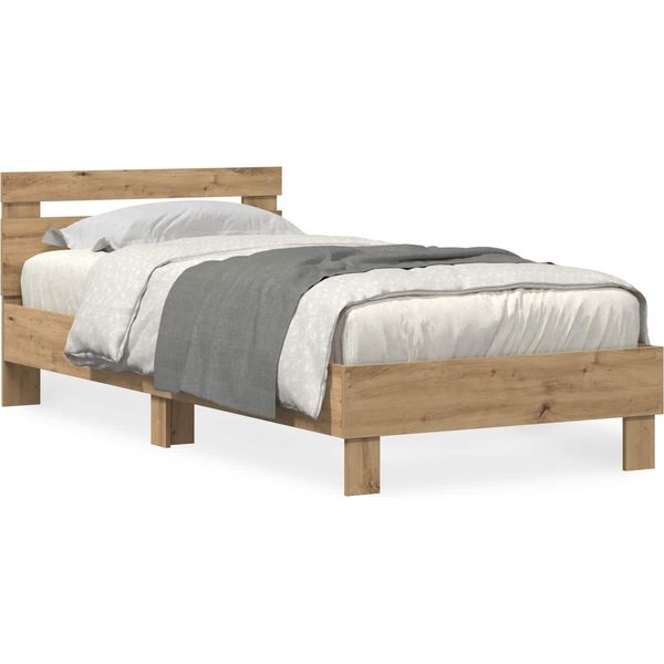 Vidaxl Struttura Letto Con Led Artisan In Rovere 90 X 190 Cm Materiale Ligneo-image