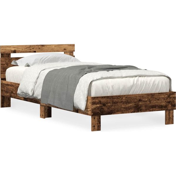Vidaxl Struttura Letto Con Led Legno Riciclato 90 X 190 Cm Materiale Ligneo-image